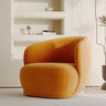 Green Flannel Curved Back Pine Wood Frame Accent Chair Image - 3