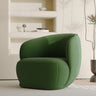 Green Flannel Curved Back Pine Wood Frame Accent Chair Image - 5