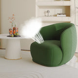 Green Flannel Curved Back Pine Wood Frame Accent Chair Image - 6
