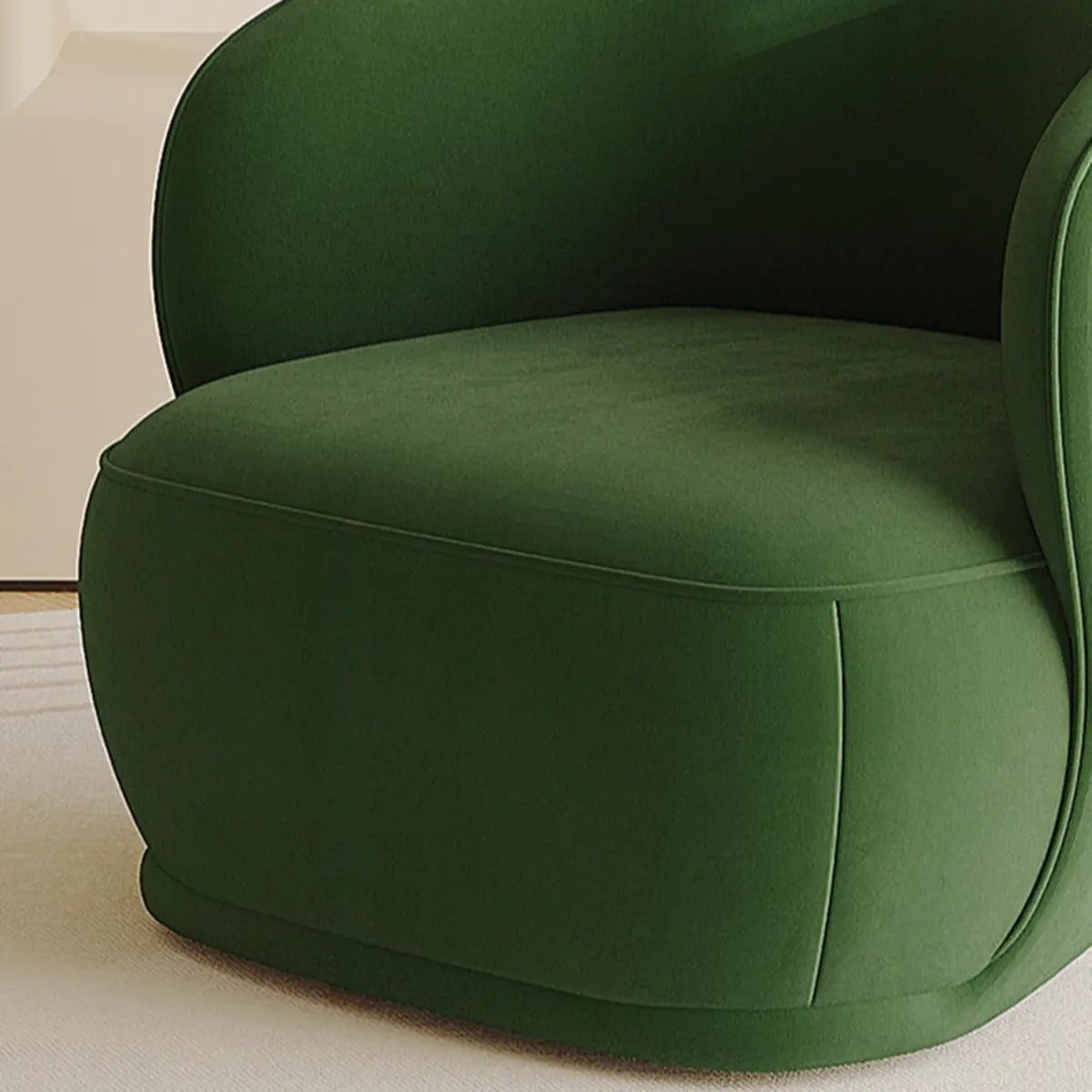 Green Flannel Curved Back Pine Wood Frame Accent Chair Image - 9