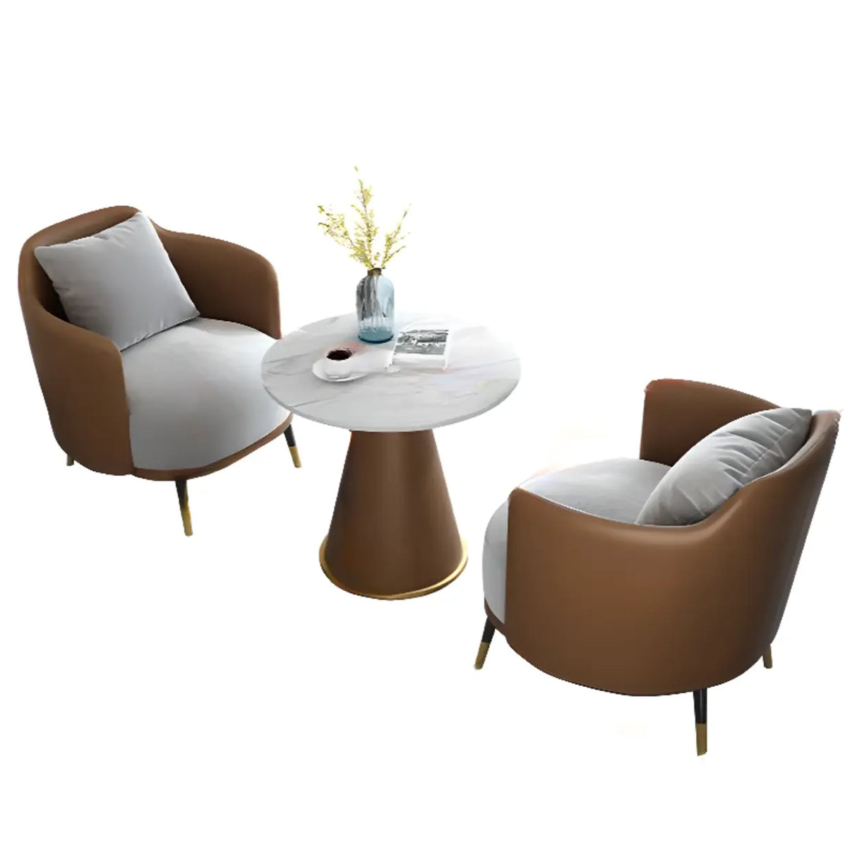 Green Grey Fabric Single Sofa Seating Group with Table Image - 23