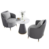 Green Grey Fabric Single Sofa Seating Group with Table Image - 9
