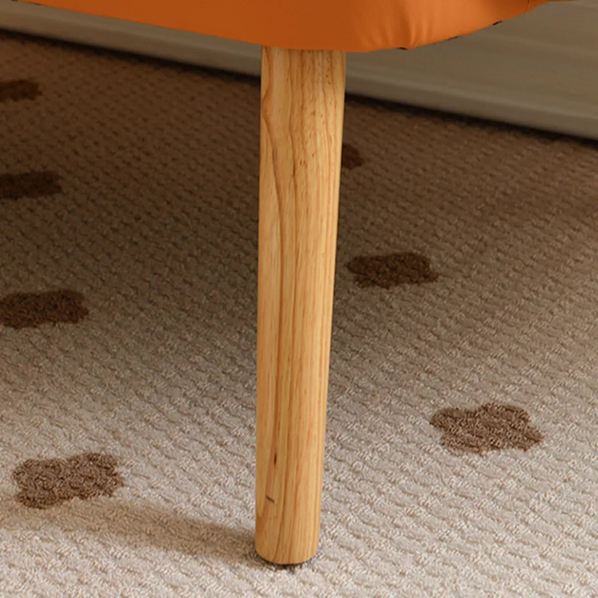 Green Leather Track Arm Fixed Back Solid Wood Arm Chair Image - 12