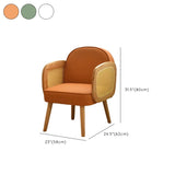 Green Leather Track Arm Fixed Back Solid Wood Arm Chair Image - 16