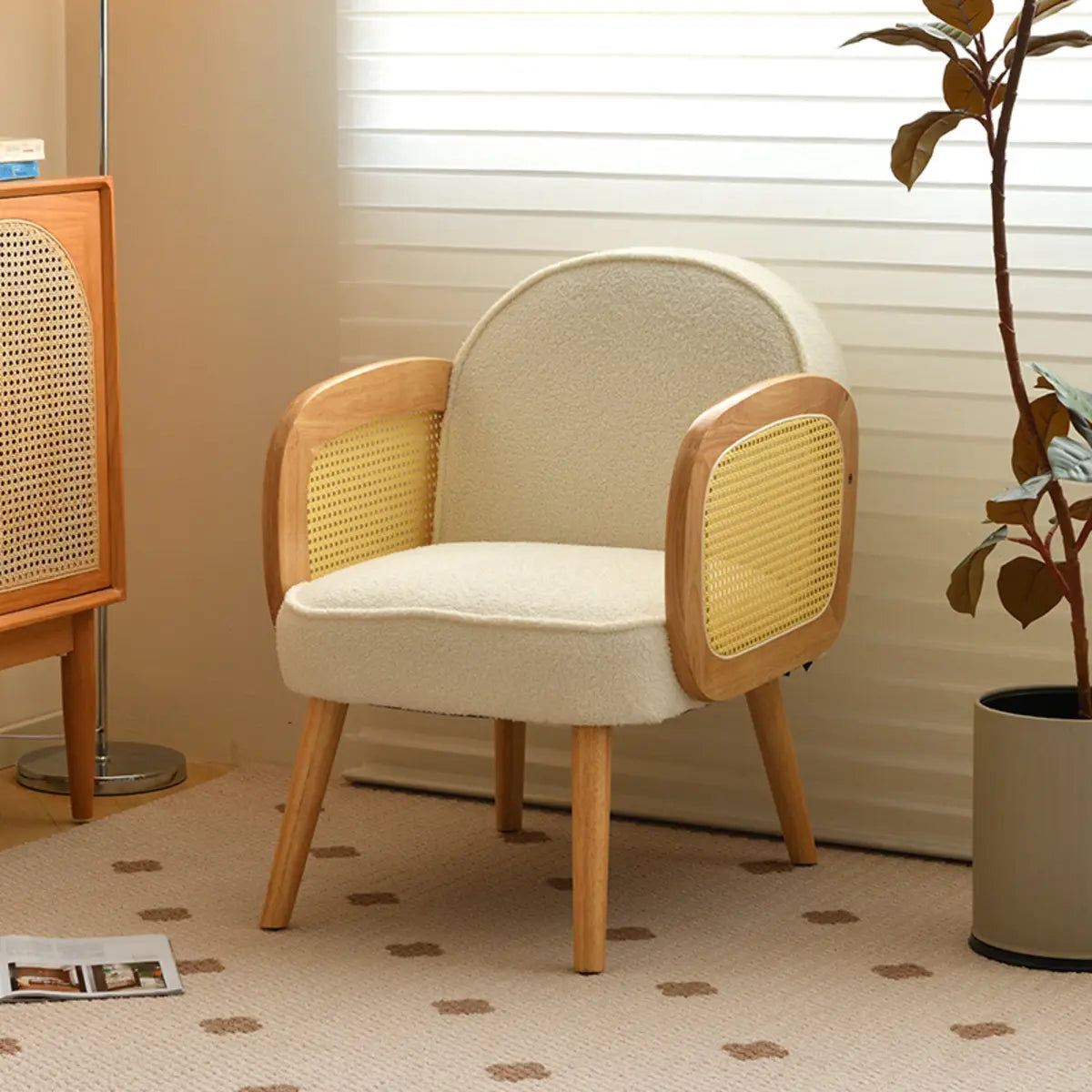 Green Leather Track Arm Fixed Back Solid Wood Arm Chair Image - 5
