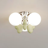 Green Loving Heart Ball Semi-Flush Mount Light 3-Light Image - 3
