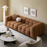 Green Mohair Square Arm Biscuit Back Sofa with Pillow Image - 10