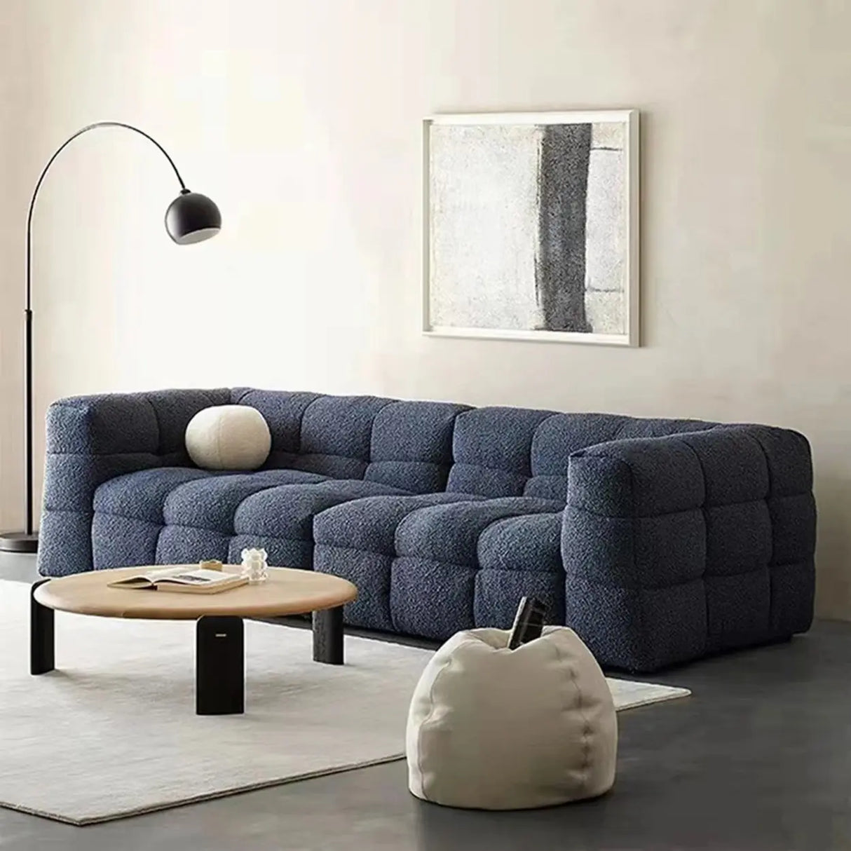 Green Mohair Square Arm Biscuit Back Sofa with Pillow Image - 12
