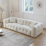 Green Mohair Square Arm Biscuit Back Sofa with Pillow Image - 15