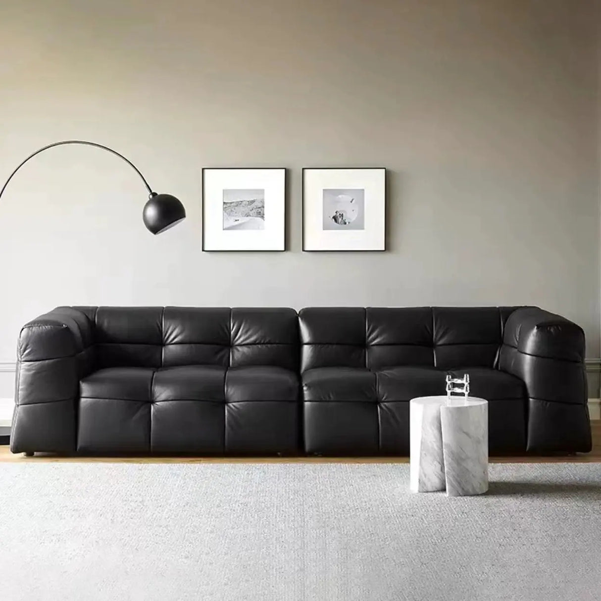 Green Mohair Square Arm Biscuit Back Sofa with Pillow Image - 16