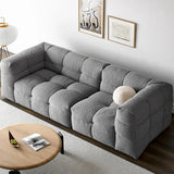 Green Mohair Square Arm Biscuit Back Sofa with Pillow Image - 17