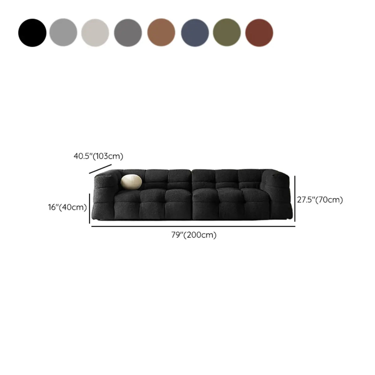 Green Mohair Square Arm Biscuit Back Sofa with Pillow Image - 21