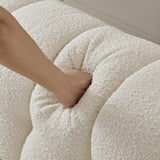 Green Mohair Square Arm Biscuit Back Sofa with Pillow Image - 3