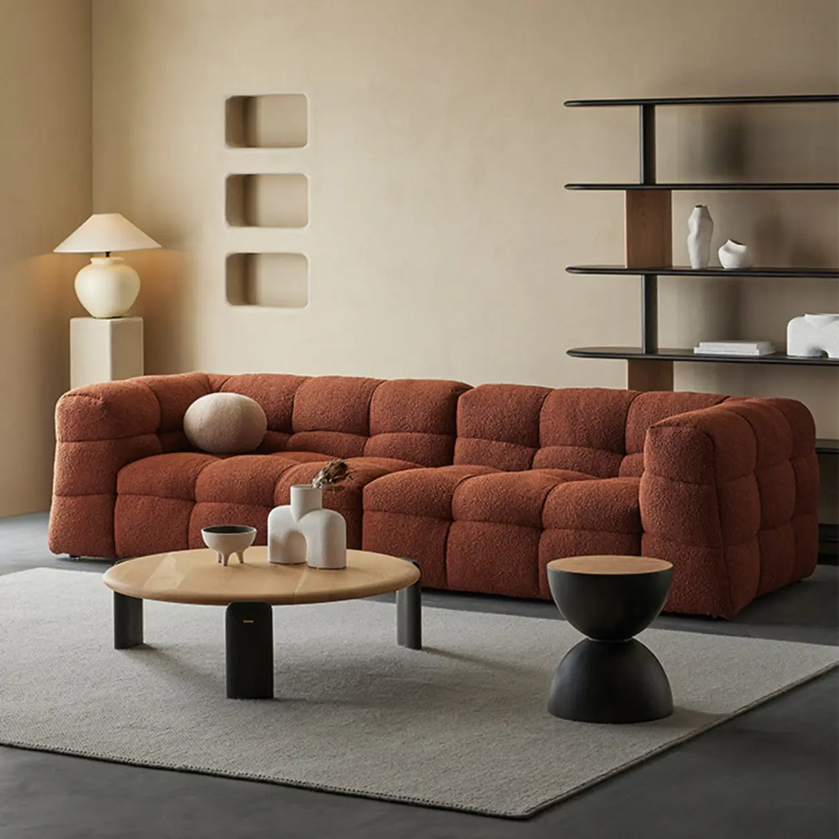 Green Mohair Square Arm Biscuit Back Sofa with Pillow Image - 4