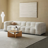Green Mohair Square Arm Biscuit Back Sofa with Pillow Image - 5