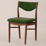Green Open Back Armless Wood Fabric Seat Dining Chair Image - 11