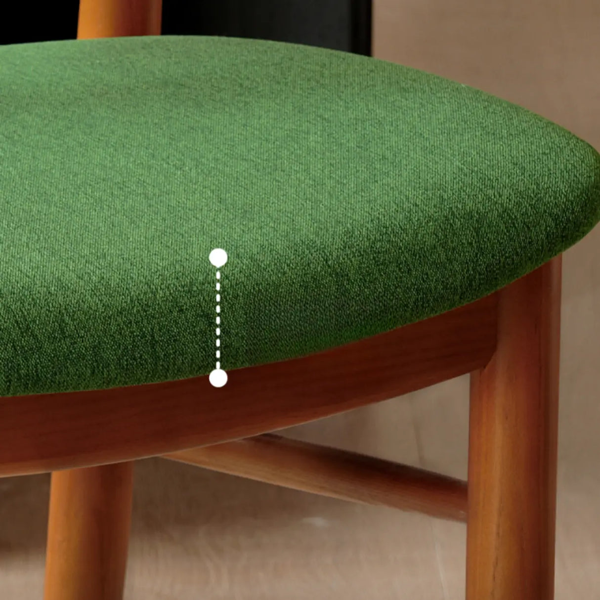 Green Open Back Armless Wood Fabric Seat Dining Chair Image - 13