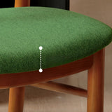 Green Open Back Armless Wood Fabric Seat Dining Chair Image - 13