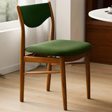 Green Open Back Armless Wood Fabric Seat Dining Chair Image - 6