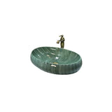 Green Oval Vitreous China Vessel Sink with Supply Lines Image - 8
