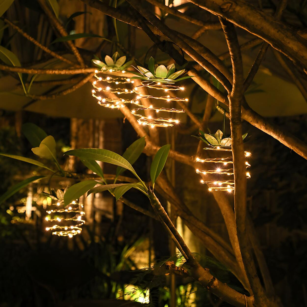 Green Pineapple Solar LED Outdoor Pendant Lights Image - 8