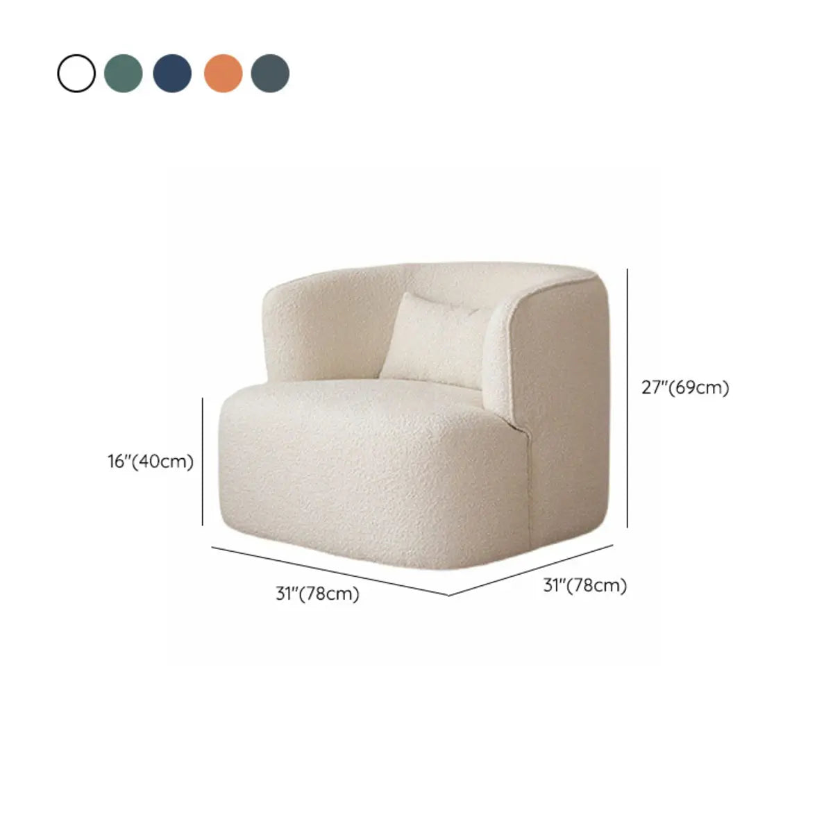 Green Recessed Arm Scratch Resistant Flannel Arm Chair 