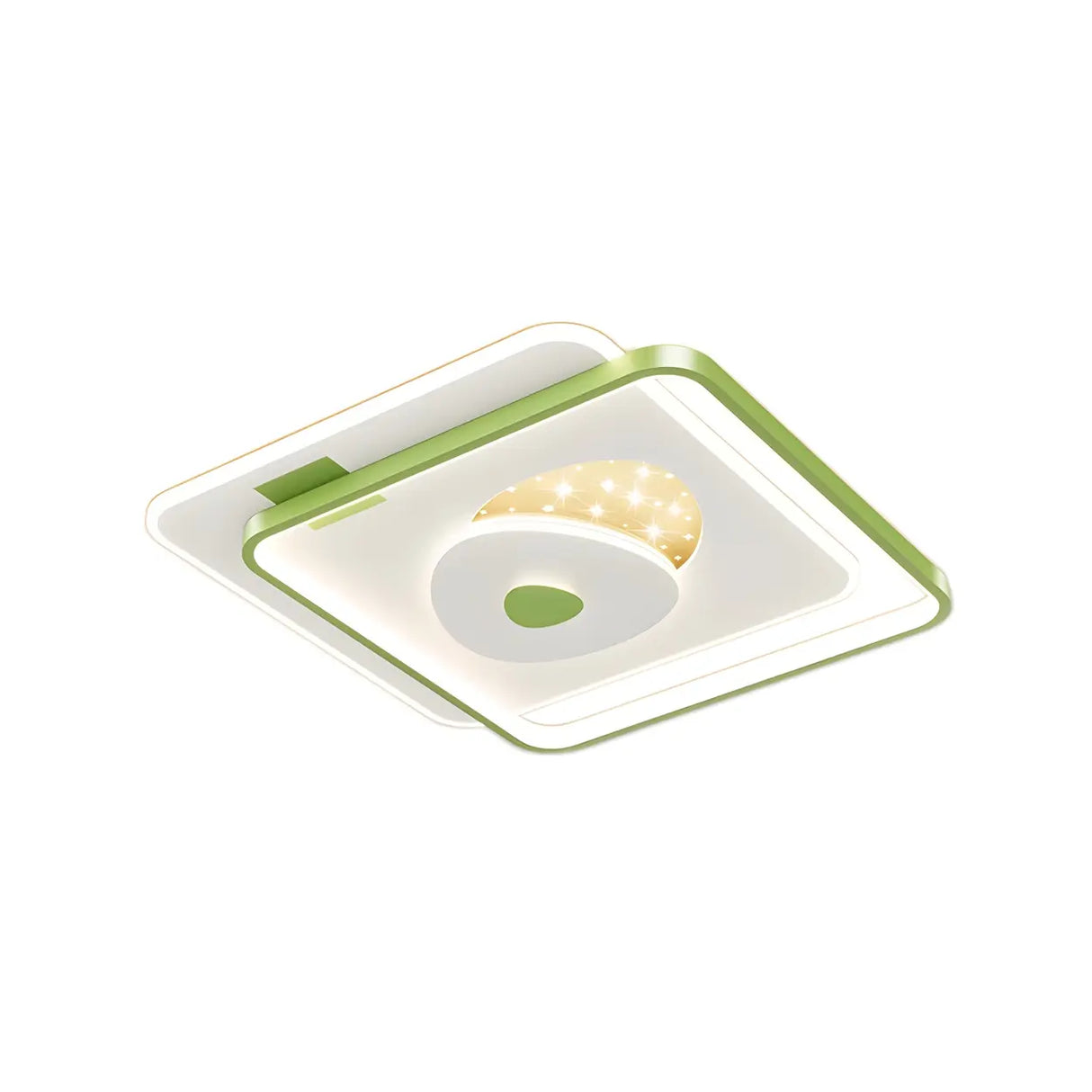 Green Rectangle Dimmable LED Flush Mount Ceiling Light Image - 12
