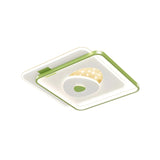 Green Rectangle Dimmable LED Flush Mount Ceiling Light Image - 12