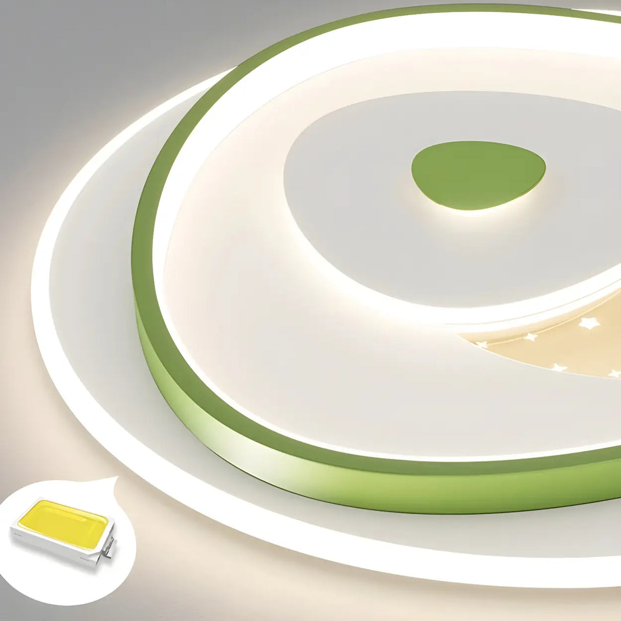 Green Rectangle Dimmable LED Flush Mount Ceiling Light Image - 15