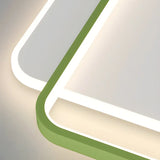 Green Rectangle Dimmable LED Flush Mount Ceiling Light Image - 16