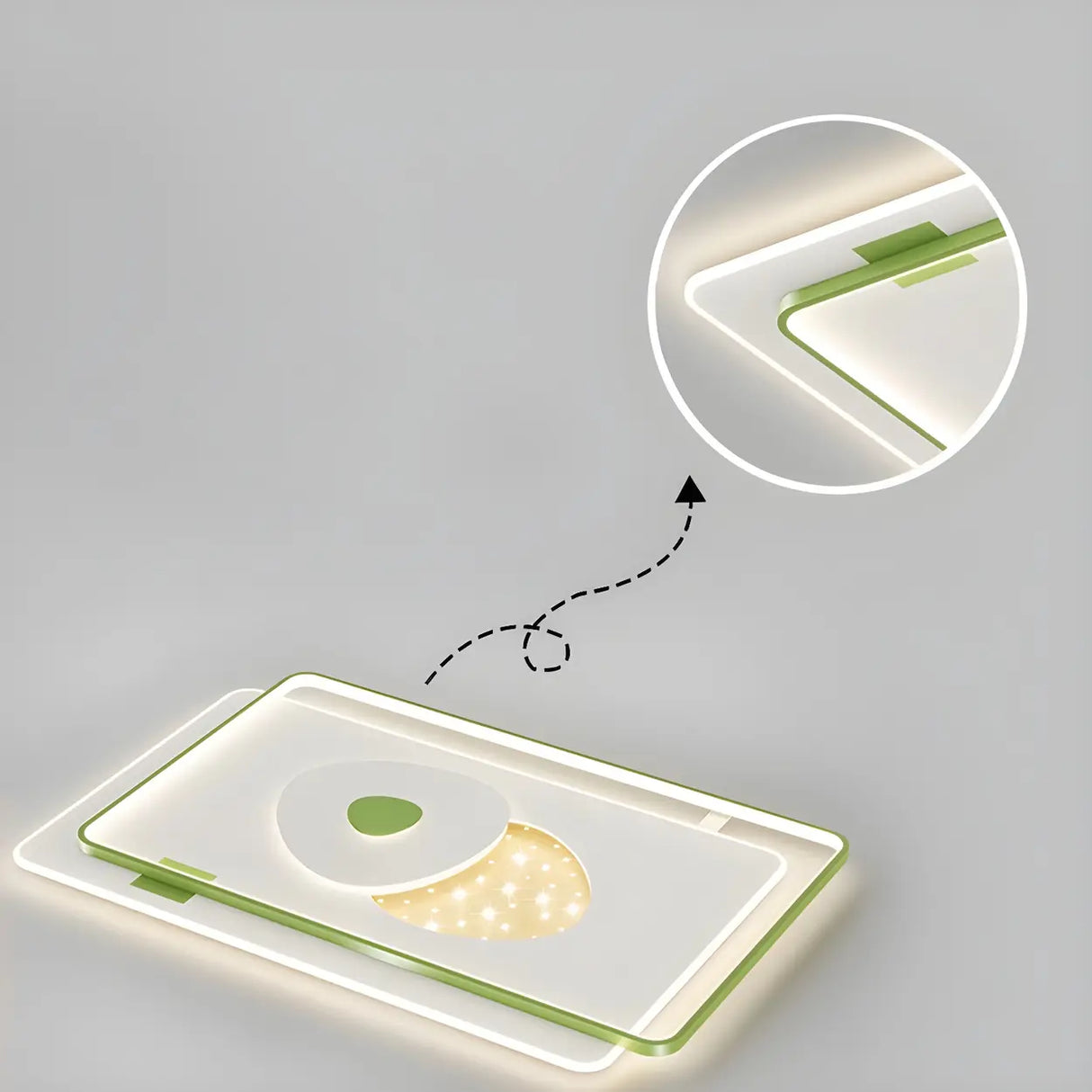 Green Rectangle Dimmable LED Flush Mount Ceiling Light Image - 17