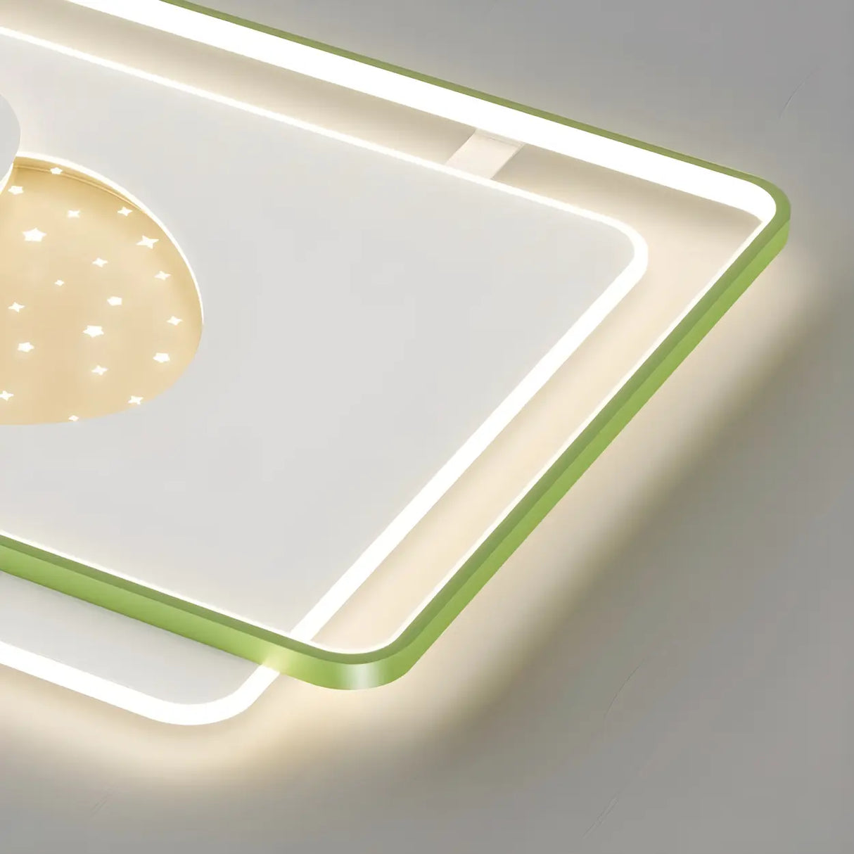 Green Rectangle Dimmable LED Flush Mount Ceiling Light Image - 18