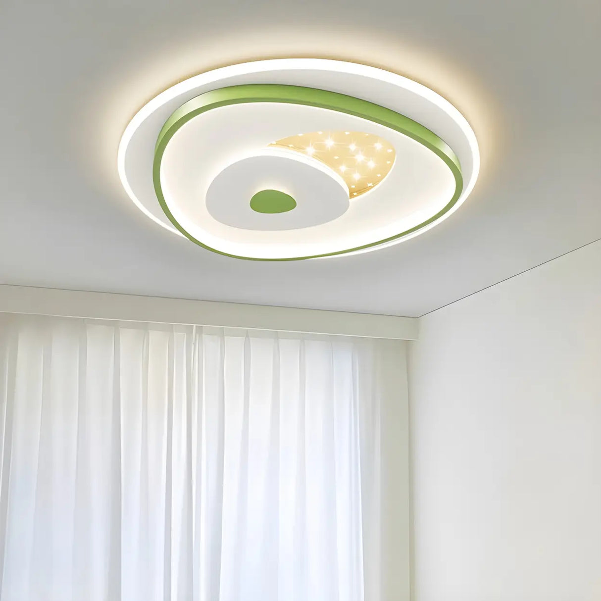 Green Rectangle Dimmable LED Flush Mount Ceiling Light Image - 20