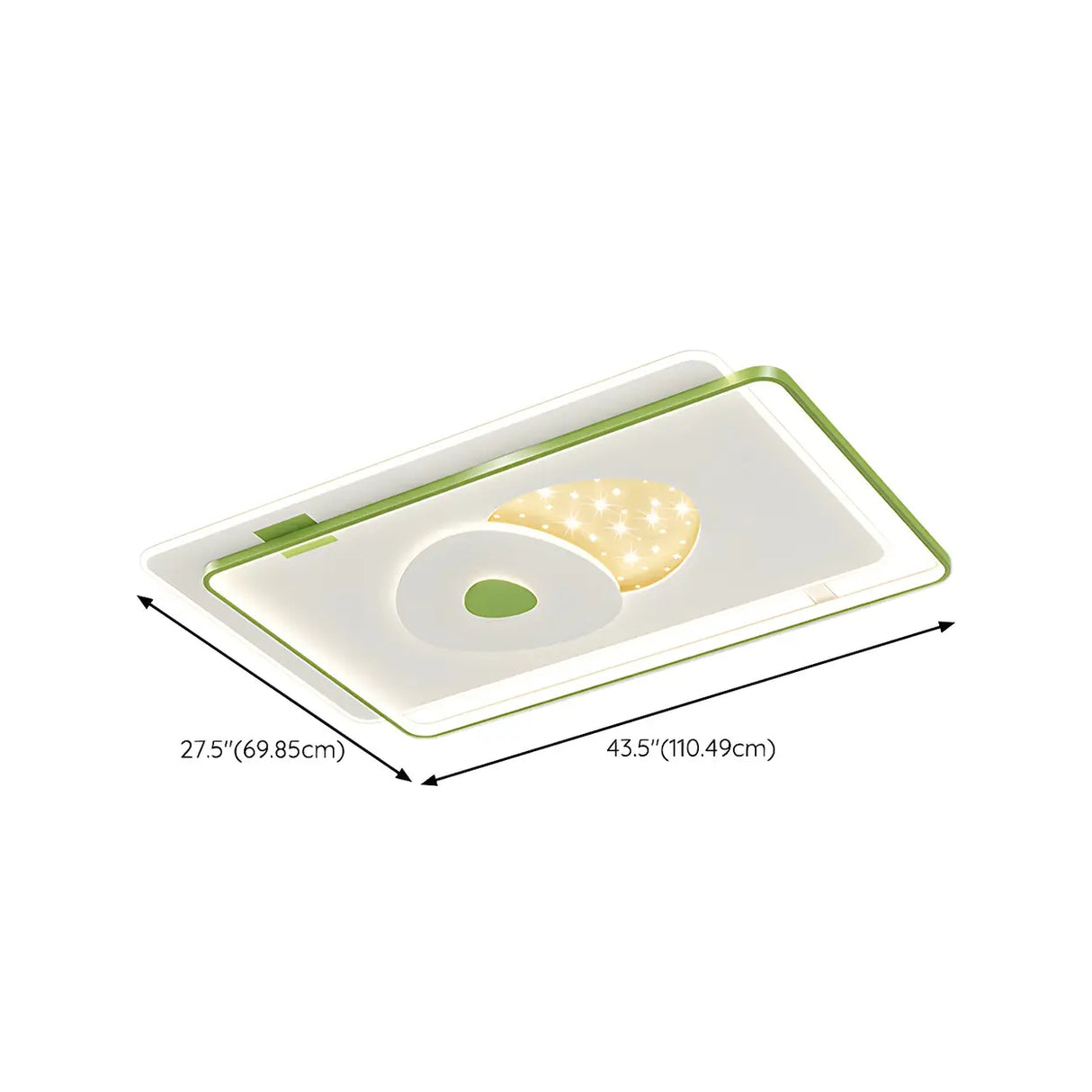 Green Rectangle Dimmable LED Flush Mount Ceiling Light Image - 25