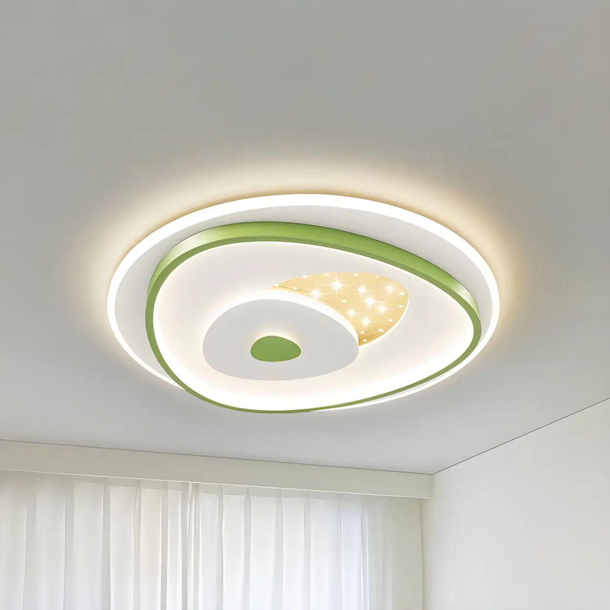 Green Rectangle Dimmable LED Flush Mount Ceiling Light Image - 3