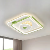 Green Rectangle Dimmable LED Flush Mount Ceiling Light Image - 5