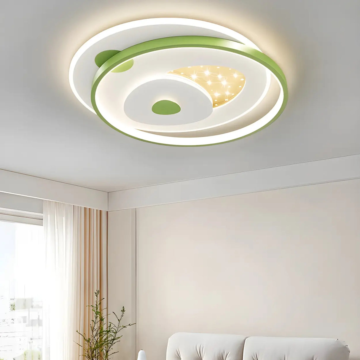 Green Rectangle Dimmable LED Flush Mount Ceiling Light Image - 8
