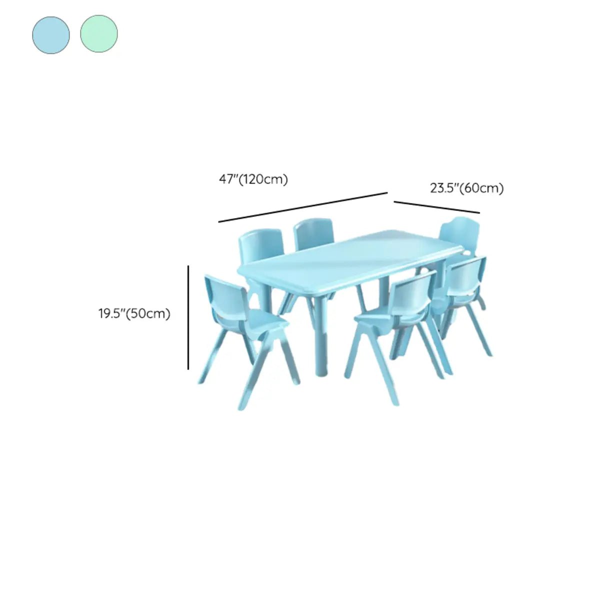 Green Rectangle Rounded Corners Toddler Table Chair Set Image - 12