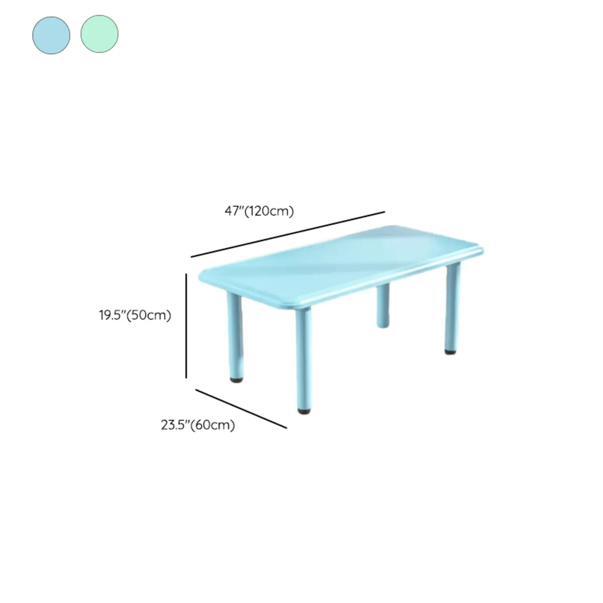 Green Rectangle Rounded Corners Toddler Table Chair Set 
