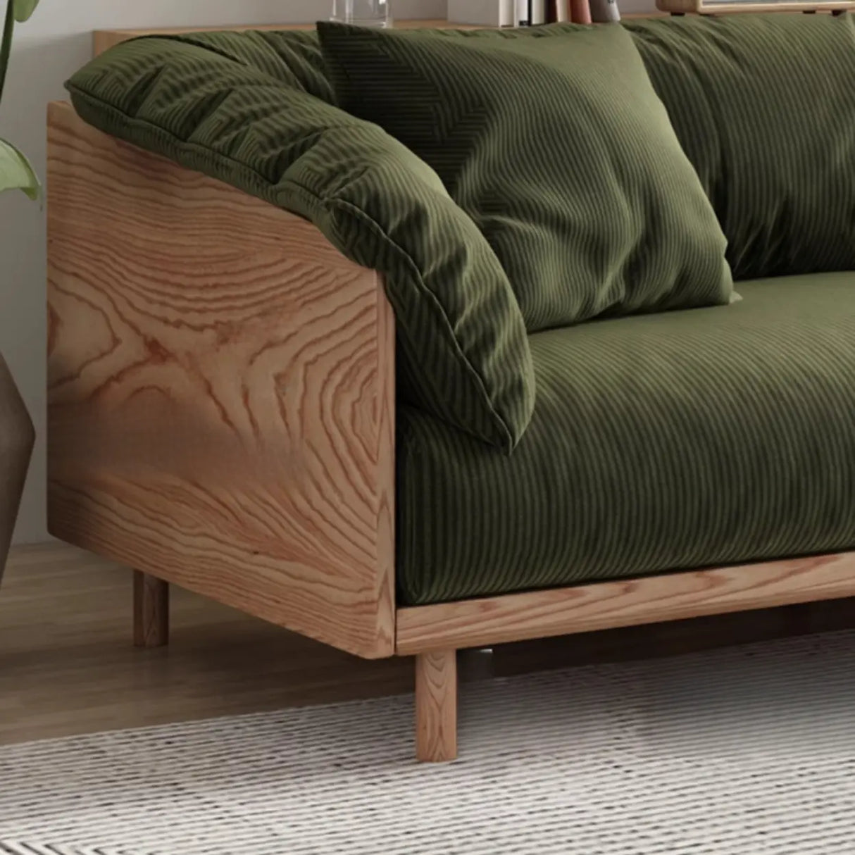 Green Scratch Resistant Fabric Removable Cushion Sofa Image - 19
