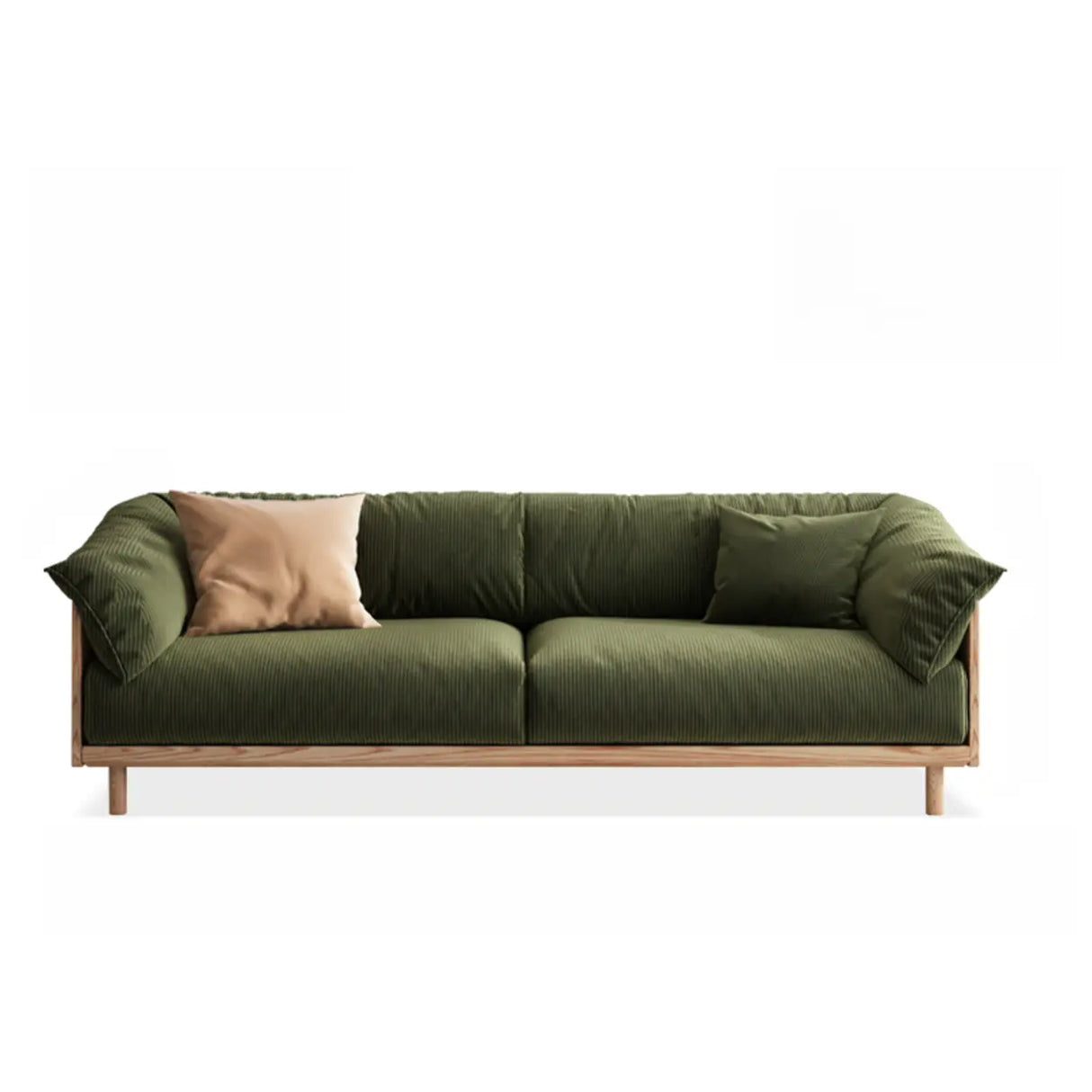 Green Scratch Resistant Fabric Removable Cushion Sofa Image - 2