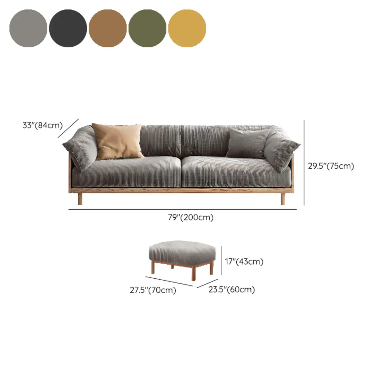 Green Scratch Resistant Fabric Removable Cushion Sofa Image - 34