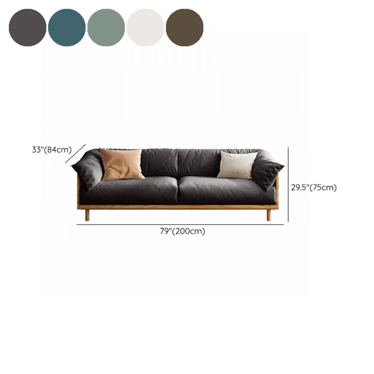 Green Scratch Resistant Fabric Removable Cushion Sofa Image - 37