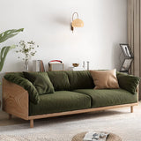 Green Scratch Resistant Fabric Removable Cushion Sofa Image - 4
