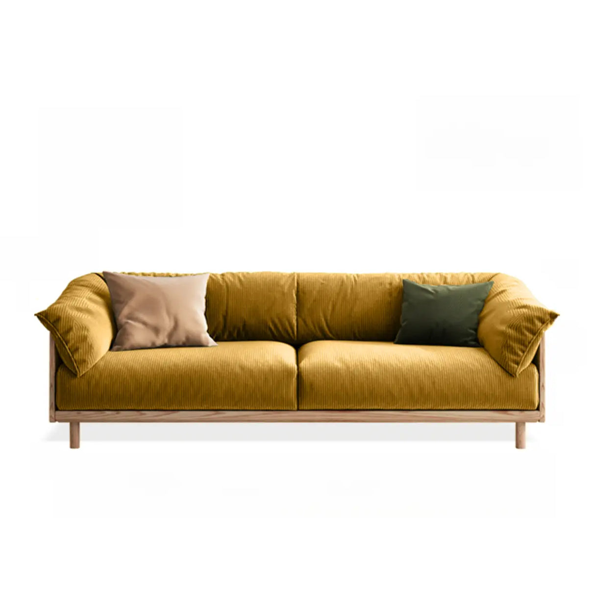 Green Scratch Resistant Fabric Removable Cushion Sofa Image - 5