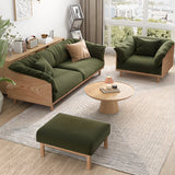 Green Scratch Resistant Fabric Removable Cushion Sofa Image - 7