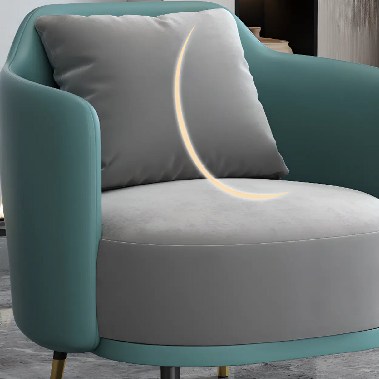 Green Scratch Resistant Single Sofa with Pillow Image - 11