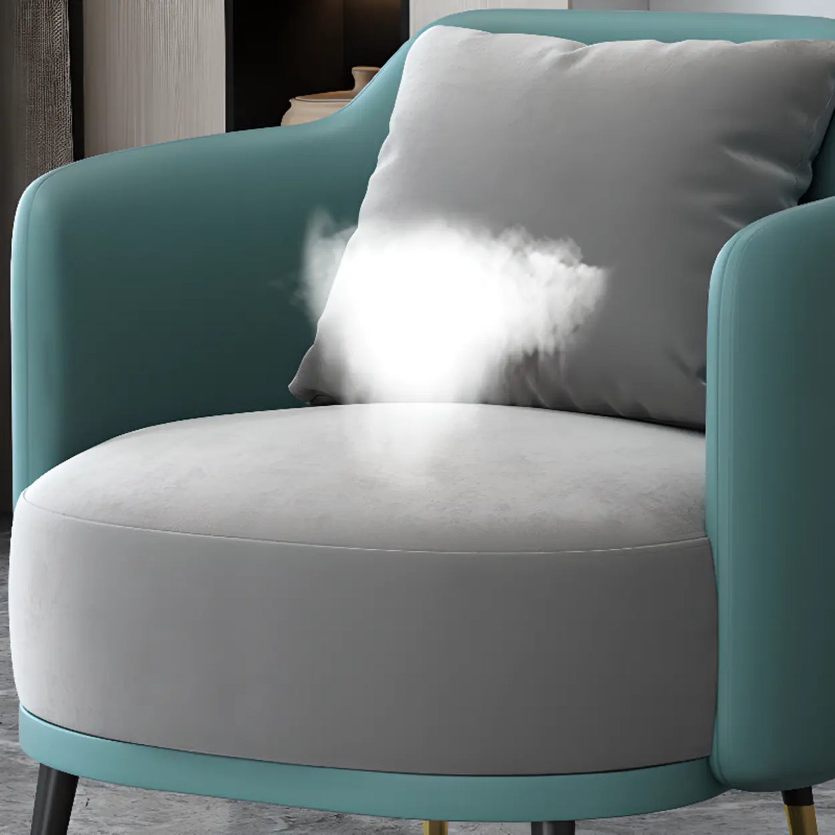 Green Scratch Resistant Single Sofa with Pillow Image - 15
