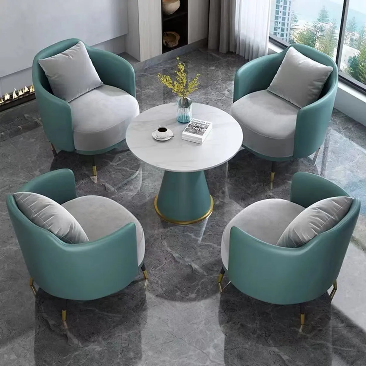 Green Scratch Resistant Single Sofa with Pillow Image - 16