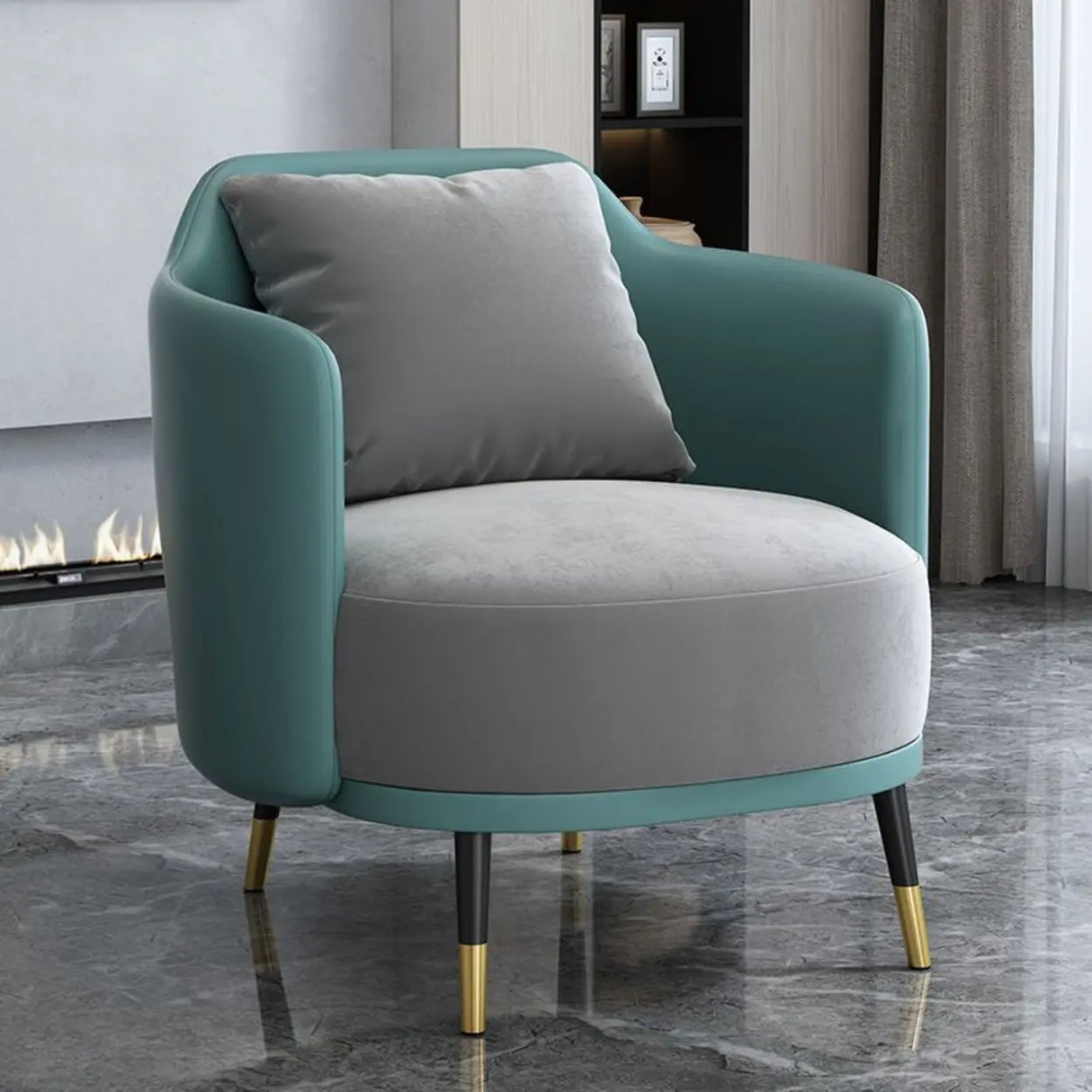 Green Scratch Resistant Single Sofa with Pillow Image - 28